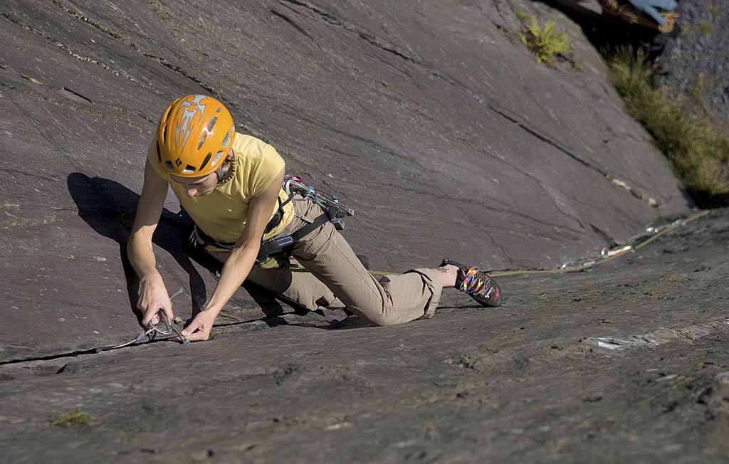 Belaying a lead Climber